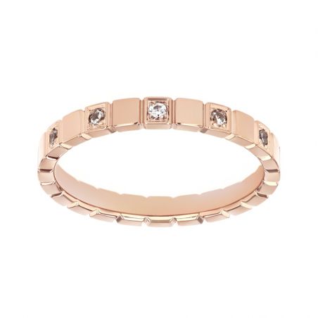 Bague femme alliance edora or 18 carats rouge serti pavé diamants edo3850004 – bagues de mariage