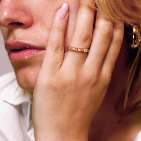 Bague femme alliance EDORA OR 18 carats rouge serti pavé diamants EDO3850004