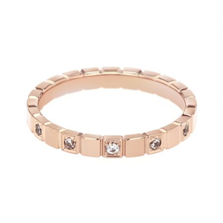 Bague femme alliance edora or 18 carats rouge serti pavé diamants edo3850004 – bagues de mariage