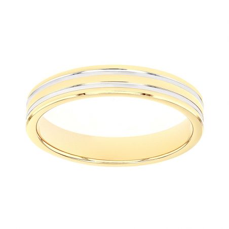 Bague mixte alliance edora or 18 carats bicolore confort edo2815020 – bagues de mariage
