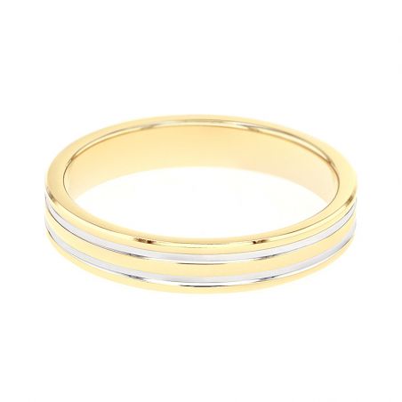 Bague mixte alliance EDORA OR 18 carats bicolore confort EDO2815020