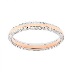 Bague mixte alliance EDORA OR 18 carats bicolore diamantée EDO2126099