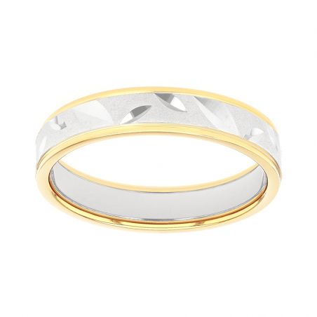 Bague mixte alliance edora or 18 carats bicolore edo2019629 – bagues de mariage