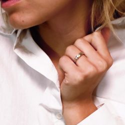 Bague mixte alliance EDORA OR 18 carats bicolore EDO2019629