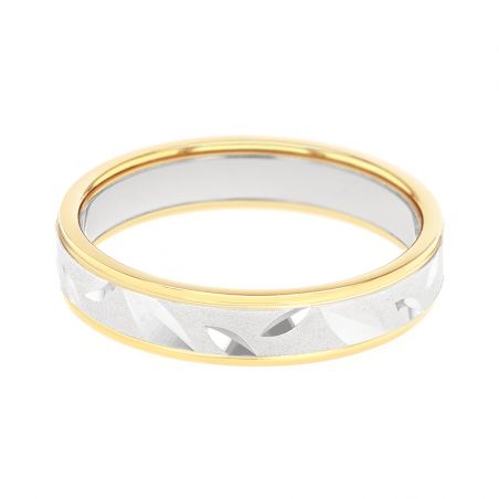 Bague mixte alliance edora or 18 carats bicolore edo2019629 – bagues de mariage