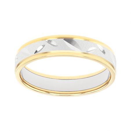 Bague mixte alliance edora or 18 carats bicolore edo2019639 – bagues de mariage