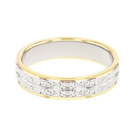 Bague mixte alliance edora or 18 carats bicolore fantaisie edo2014389 – bagues de mariage