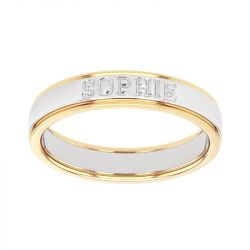 Bague mixte alliance EDORA OR 18 carats bicolore prénoms EDO2014329