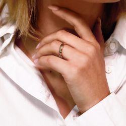 Bague mixte alliance EDORA OR 18 carats bicolore prénoms EDO2014329