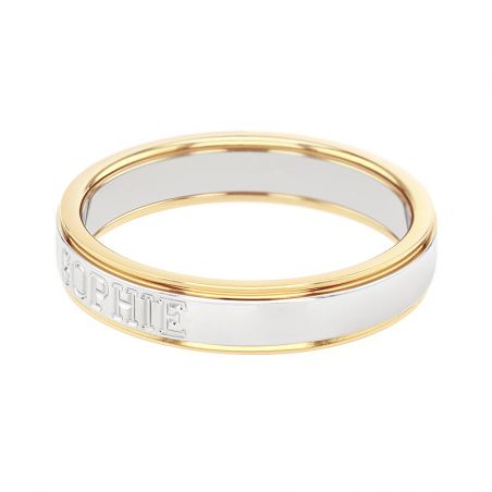 Bague mixte alliance edora or 18 carats bicolore prénoms edo2014329 – bagues de mariage