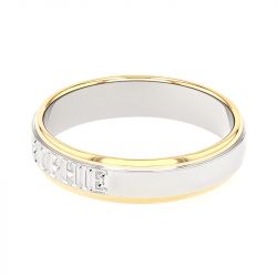 Bague mixte alliance EDORA OR 18 carats bicolore prénoms EDO2014339