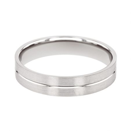 Bague mixte alliance EDORA OR 18 carats gris brossée EDO2125515