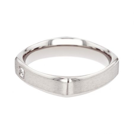 Bague mixte alliance edora or 18 carats gris confort brossée diamant edo2735015 – bagues de mariage