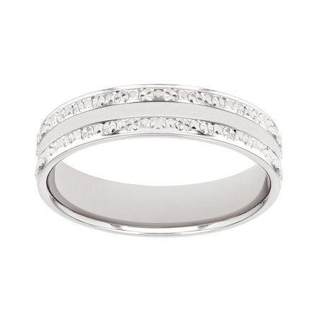 Bague mixte alliance edora or 18 carats gris edo2124825 – bagues de mariage