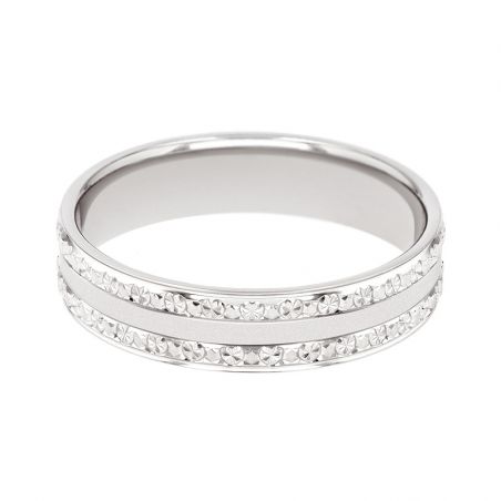 Bague mixte alliance edora or 18 carats gris edo2124825 – bagues de mariage