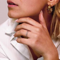 Bague mixte alliance EDORA OR 18 carats gris fantaisie EDO2017935