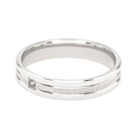 Bague mixte alliance edora or 18 carats gris serti grain diamant edo2779015 – bagues de mariage