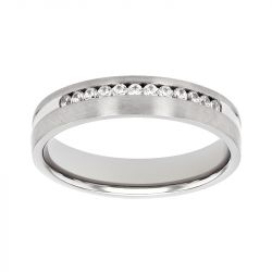 Bague mixte alliance EDORA OR 18 carats gris tour complet et diamants EDO3765125