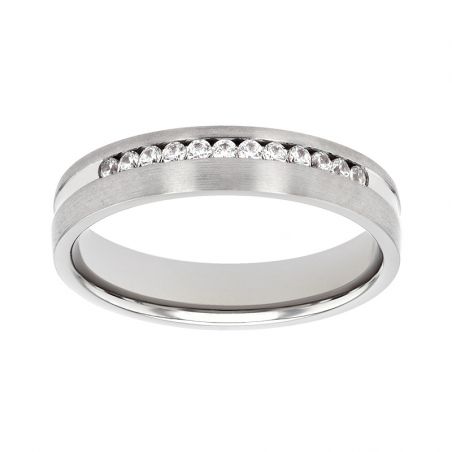 Bague mixte alliance edora or 18 carats gris tour complet et diamants edo3765125 – bagues de mariage