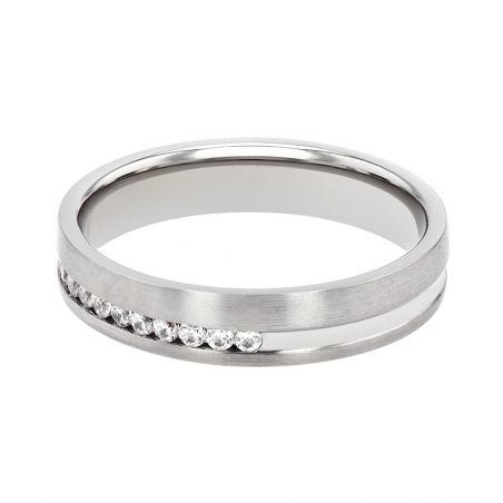 Bague mixte alliance edora or 18 carats gris tour complet et diamants edo3765125 – bagues de mariage
