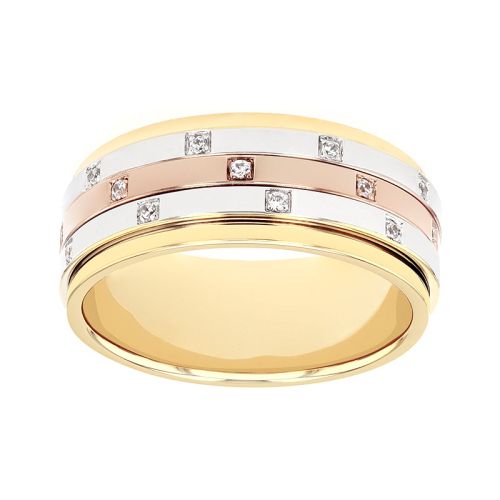 Bague femme alliance EDORA 3 ORS 9 carats Mobile et diamants EDOH3823003