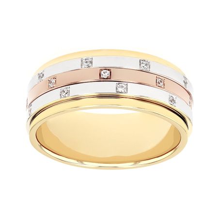 Bague femme alliance edora 3 ors 9 carats mobile et diamants edoh3823003 – bagues de mariage