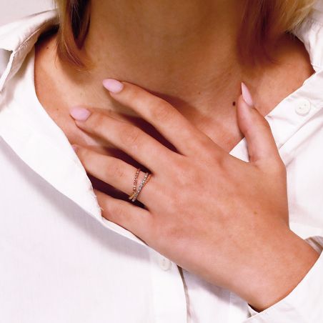 Bague femme alliance EDORA 3 ORS 9 carats entrelacée EDOH2127833