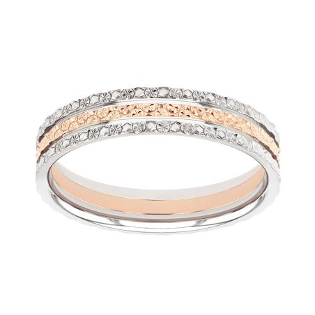 Bague femme alliance edora or 9 carats bicolore edoh2127479 – bagues de mariage