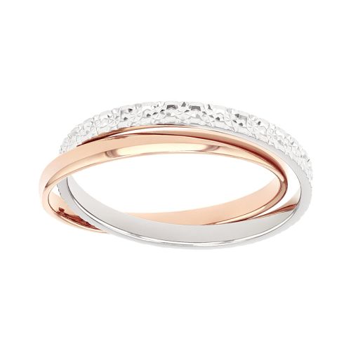 Bague femme alliance EDORA OR 9 carats bicolore entrelacée EDOH2118939