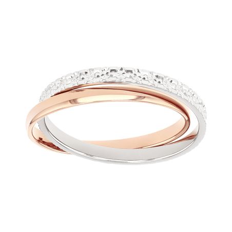 Bague femme alliance edora or 9 carats bicolore entrelacée edoh2118939 – bagues de mariage