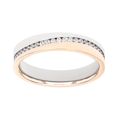 Bague femme alliance EDORA OR 9 carats bicolore et diamants EDOH3764009