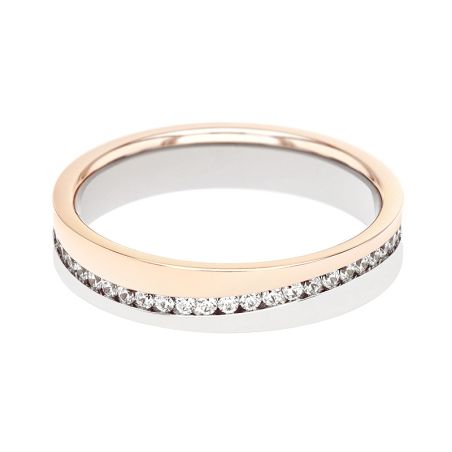 Bague femme alliance edora or 9 carats bicolore et diamants edoh3764009 – bagues de mariage