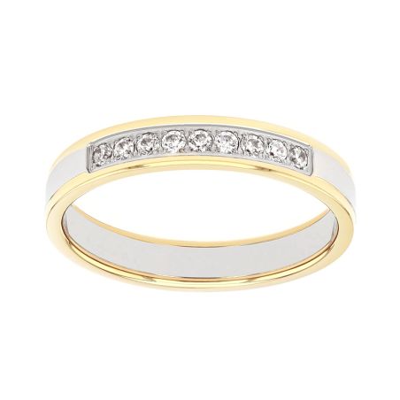 Bague femme alliance edora or 9 carats bicolore serti grain et diamants edoh2678099 – bagues de mariage