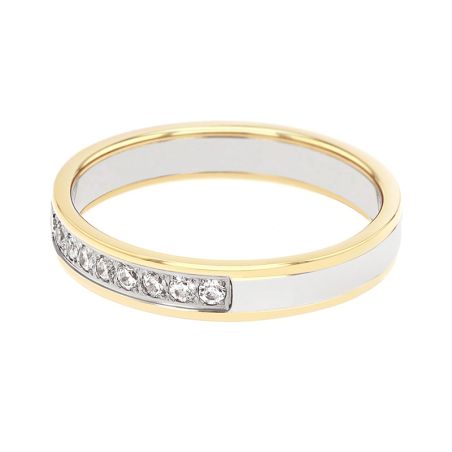 Bague femme alliance edora or 9 carats bicolore serti grain et diamants edoh2678099 – bagues de mariage