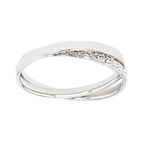 Bague femme alliance EDORA OR 9 carats blanc entrelacée EDOH2117965