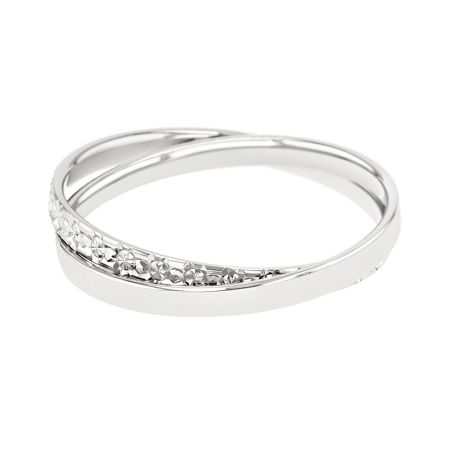 Bague femme alliance edora or 9 carats blanc entrelacée edoh2117965 – bagues de mariage