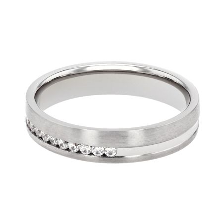 Bague femme alliance edora or 9 carats gris et diamants edoh3765125 – bagues de mariage