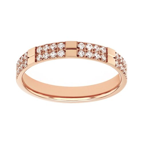 Bague femme alliance EDORA OR 9 carats rose et diamants EDOH3810324