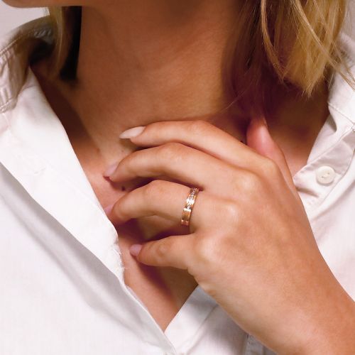 Bague femme alliance EDORA OR 9 carats rose et diamants EDOH3847204