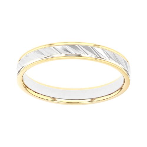 Bague mixte alliance EDORA OR 9 carats bicolore EDOH2011539