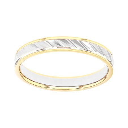 Bague mixte alliance edora or 9 carats bicolore edoh2011539 – bagues de mariage