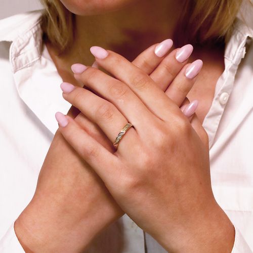 Bague mixte alliance EDORA OR 9 carats bicolore EDOH2011539