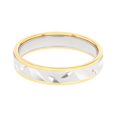 Bague mixte alliance edora or 9 carats bicolore edoh2019629 – bagues de mariage