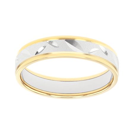 Bague mixte alliance edora or 9 carats bicolore edoh2019639 – bagues de mariage