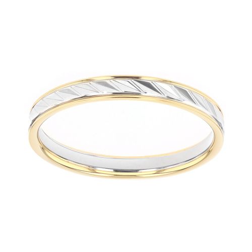 Bague mixte alliance EDORA OR 9 carats bicolore EDOH208259