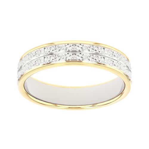 Bague mixte alliance EDORA OR 9 carats bicolore prénoms EDOH2014329