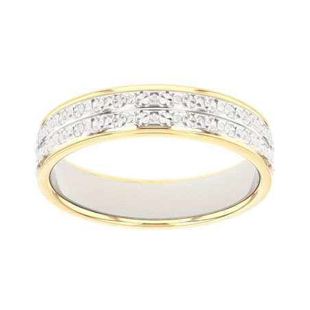 Bague mixte alliance edora or 9 carats bicolore prénoms edoh2014329 – bagues de mariage