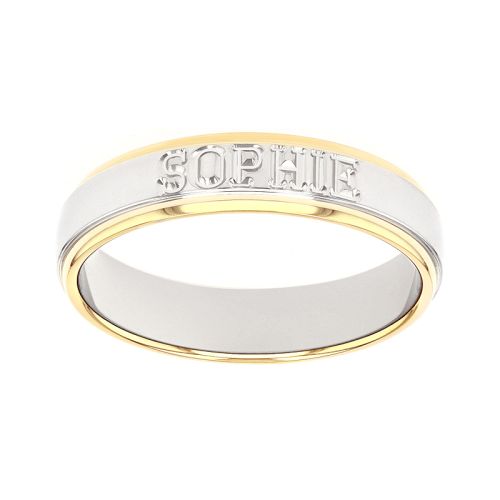 Bague mixte alliance EDORA OR 9 carats bicolore prénoms EDOH2014339
