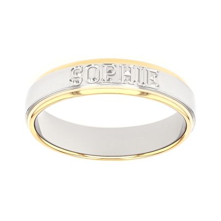 Bague mixte alliance edora or 9 carats bicolore prénoms edoh2014339 – bagues de mariage