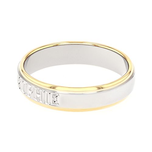 Bague mixte alliance EDORA OR 9 carats bicolore prénoms EDOH2014339